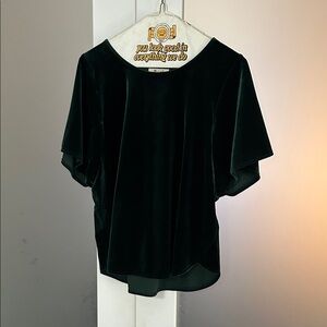 Madewell Dark Green Velvet Short Sleeve Top